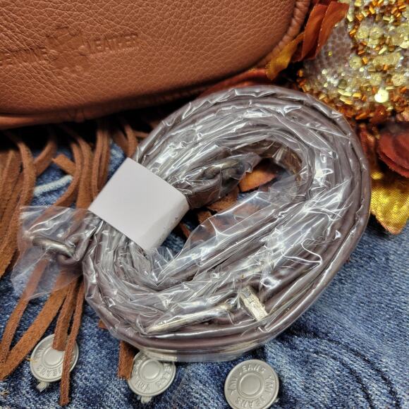 Native American Chief Head Crossbody Fringed Purse Genuine Leather Embossed Brow - Picture 7 of 16